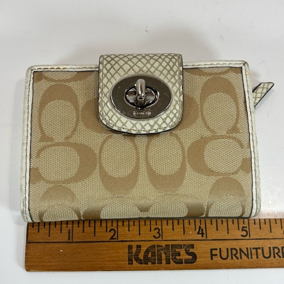 Coach Brown Signature Turn Lock Bi Fold Wallet - Picture 5 of 5